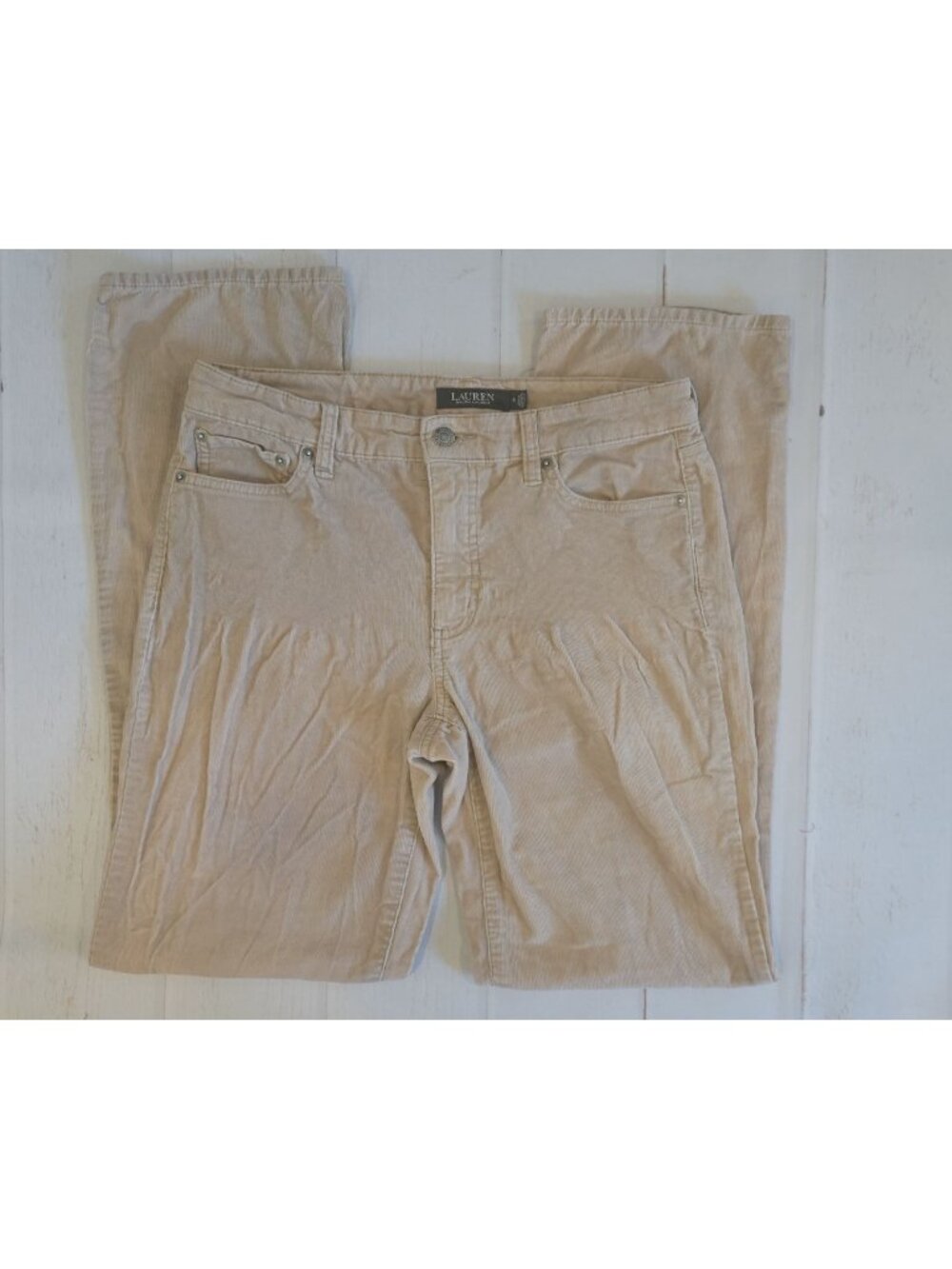 Lauren Ralph Lauren Women's Beige Corduroy Straight Leg Pants Size 6